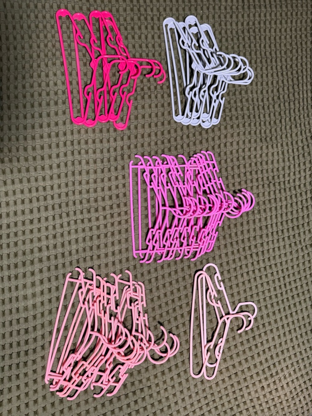 Set of Colorful Kid sized Hangers - Pink, Hot Pink, White